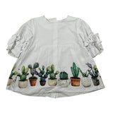 Le Coconne Camicia Mezza Manica Tinta Unita con Stampa per Bambina LCN2074 BIANCO LE COCONNE 