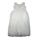 Les Gamins Abito Giromanica Tinta Unita con Tulle per Bambina 23101 BIANCO LES GAMINS 