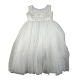 Les Gamins Abito Giromanica Tinta Unita con Tulle per Bambina 23101 BIANCO LES GAMINS 