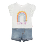 Levi'S Completo 2 Pezzi T-Shirt-Short In Denim per Neonata 1EH076 BIANCO LEVI'S 