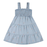 Levi'S Abito Giromanica Tinta Unita con Ricami per Bambina 3EM227 AZZURRO LEVI'S 