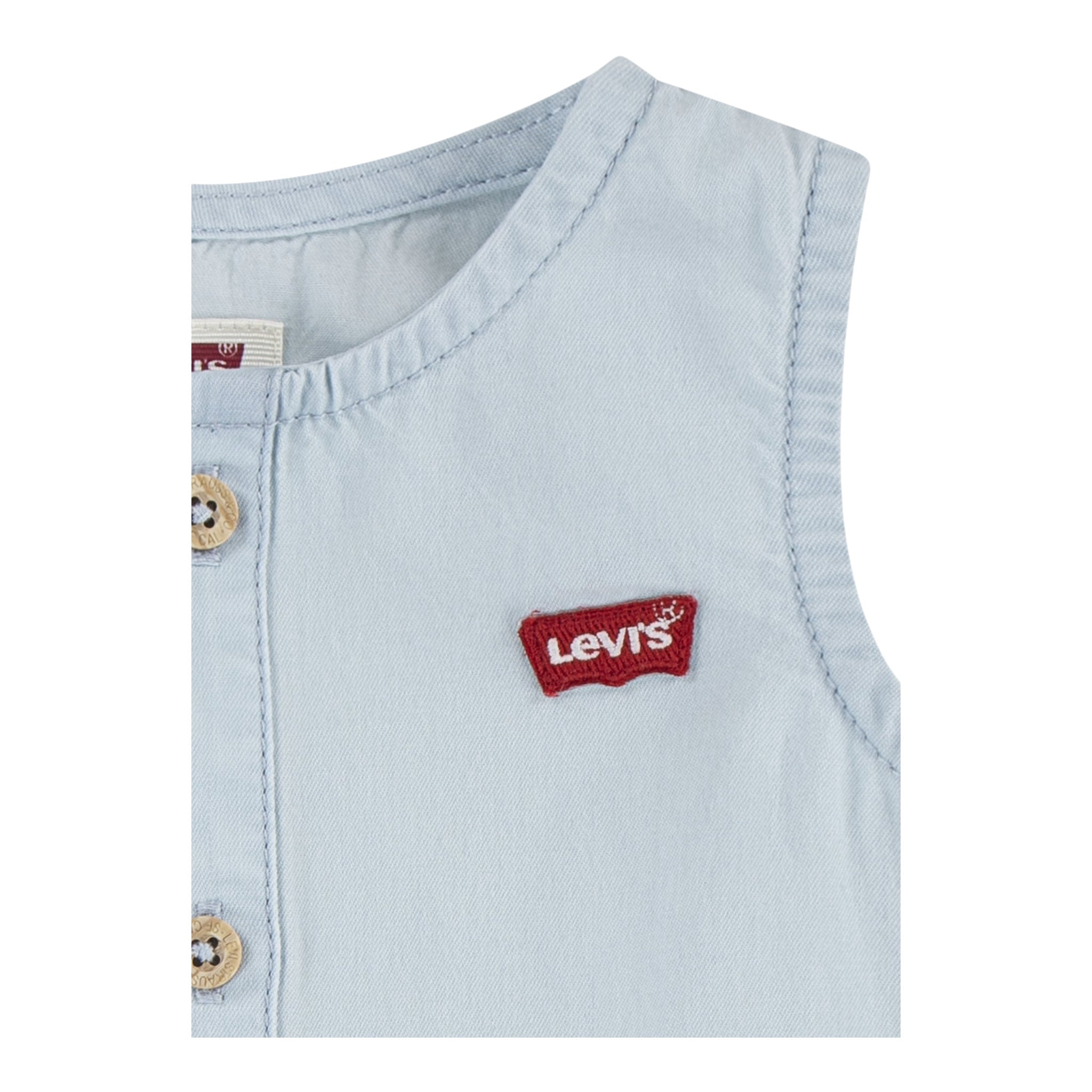 Levi'S Pagliaccetto Tinta Unita In Denim Giromanica per Neonato 6EK229 AZZURRO LEVI'S 