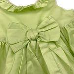 Little Bear Abito Giromanica Tinta Unita con Fiocco per Bambina 8200 VERDE LITTLE BEAR 