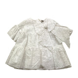 Little Bear Abito Tinta Unita Traforato con Fiocco per Neonata 8204N BIANCO LITTLE BEAR 