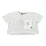 Liu Jo T-Shirt Girocollo tinta unita con Taschino Modello Crop Bianco per Bambina GA5016XXX BIANCO LIU JO 