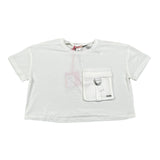 Liu Jo T-Shirt Girocollo tinta unita con Taschino Modello Crop Bianco per Bambina GA5016XXX BIANCO LIU JO 