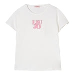 Liu Jo T-Shirt Girocollo Tinta Unita con Paillettes per Bambina GA5018XXXX BIANCO LIU JO 