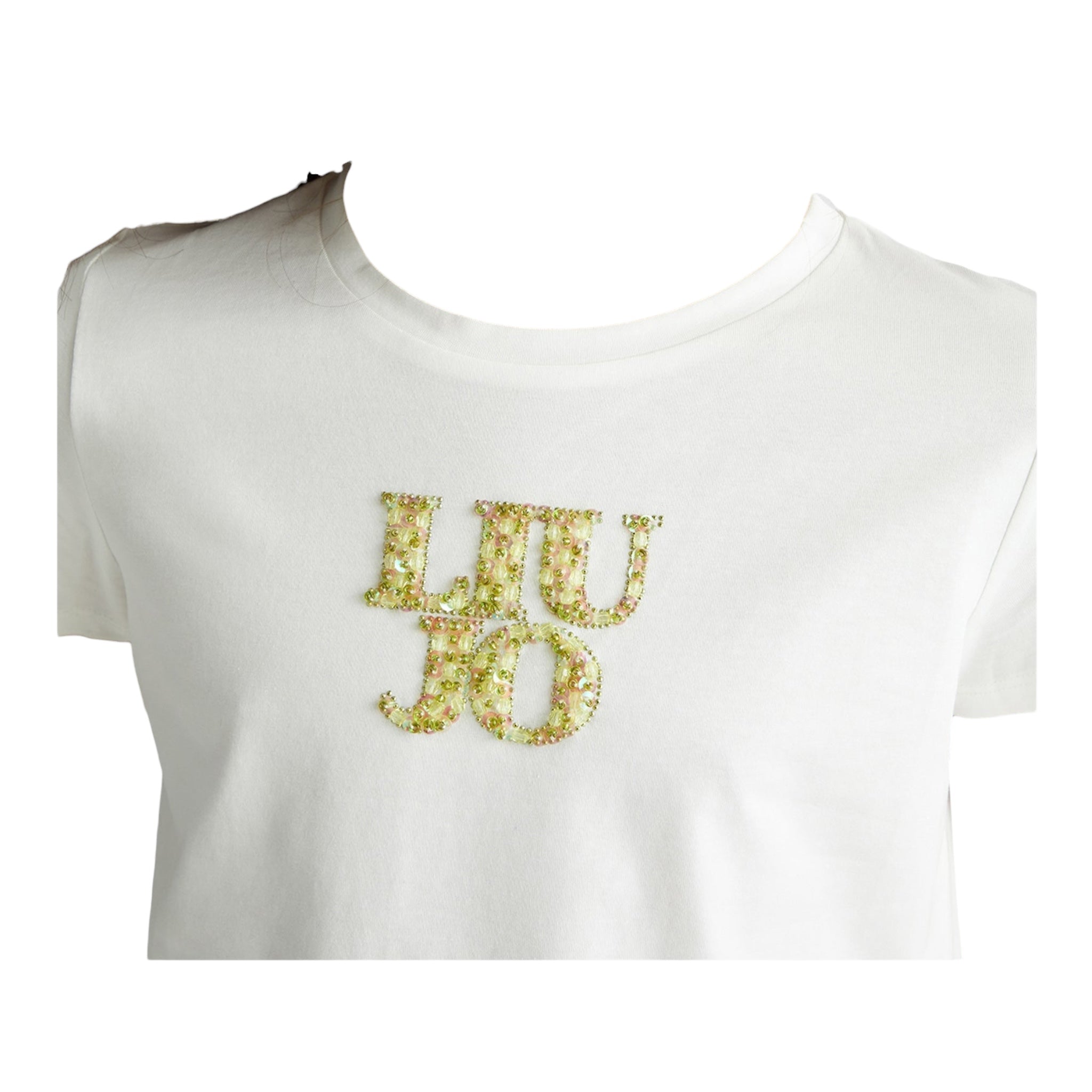 Liu Jo T-Shirt Girocollo Tinta Unita con Paillettes per Bambina GA5018XXXX PANNA LIU JO 
