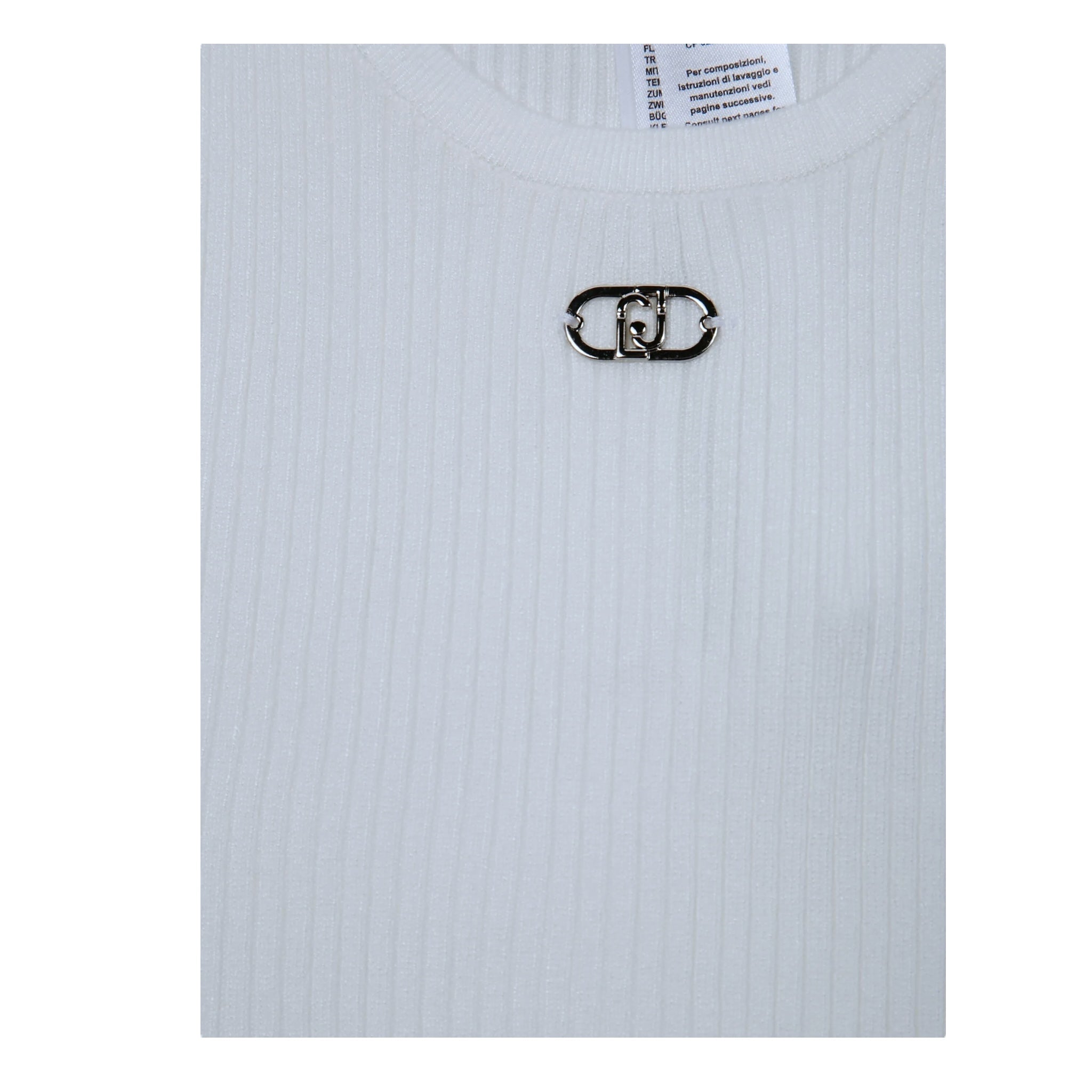 Liu Jo Canotta Tinta Unita con Logo per Bambina GA5041X BIANCO LIU JO 