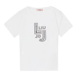 Liu Jo T-Shirt Girocollo Tinta Unita con Brillantini per Bambina GA5119XX BIANCO LIU JO 