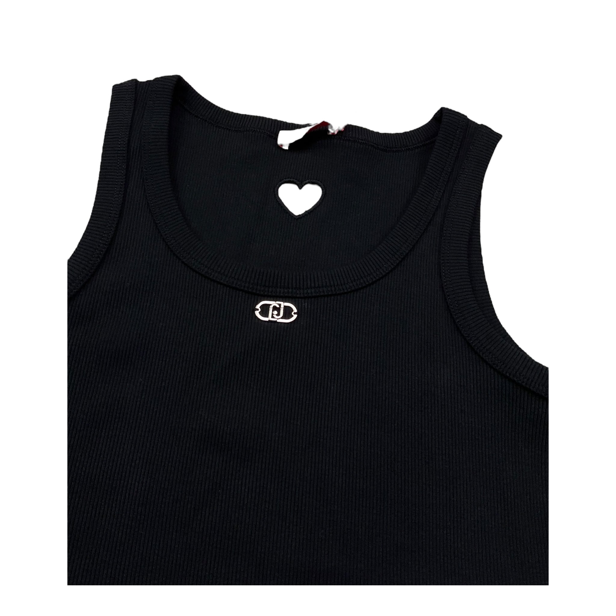 Liu Jo Canotta Tinta Unita con Traforo A Forma di Cuore per Bambina GA5199 NERO LIU JO 