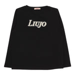 Liu Jo Shirt Girocollo Tinta Unita con Logo per Bambina GF4158 NERO LIU JO 