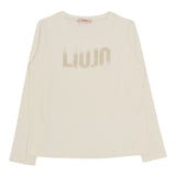 Liu Jo Shirt Girocollo Tinta Unita con Logo per Bambina GF4210 PANNA LIU JO 