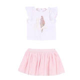 Liu Jo Completo 2 Pezzi T-Shirt-Gonna Bicolore per Neonata HA1085 BIANCO/ROSA LIU JO 