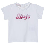 Liu Jo T-Shirt Girocollo Tinta Unita con Brillantini per Neonata HA5037X BIANCO LIU JO 