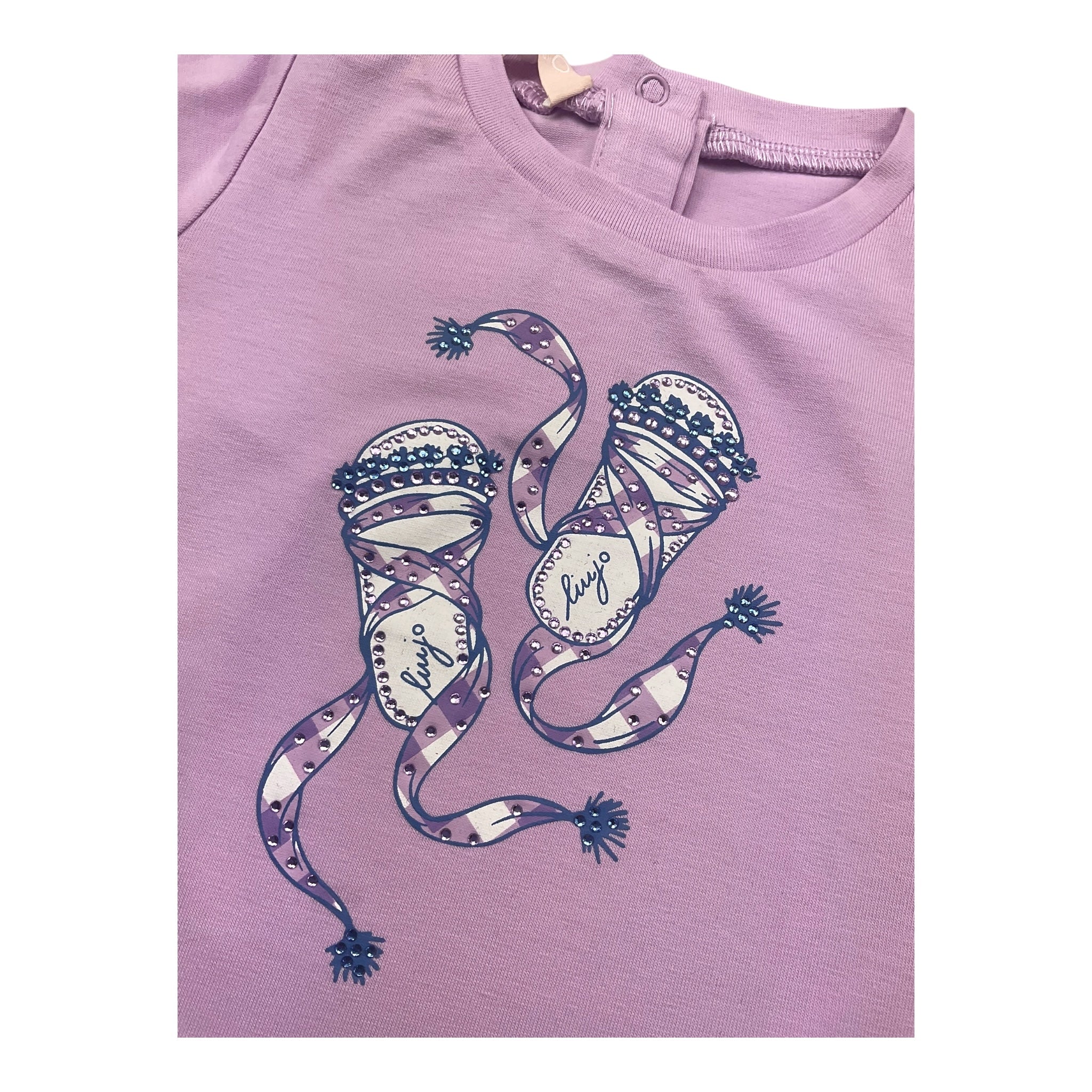 Liu Jo T-Shirt Girocollo Tinta Unita con Logo per Neonata HA5063 LILLA LIU JO 