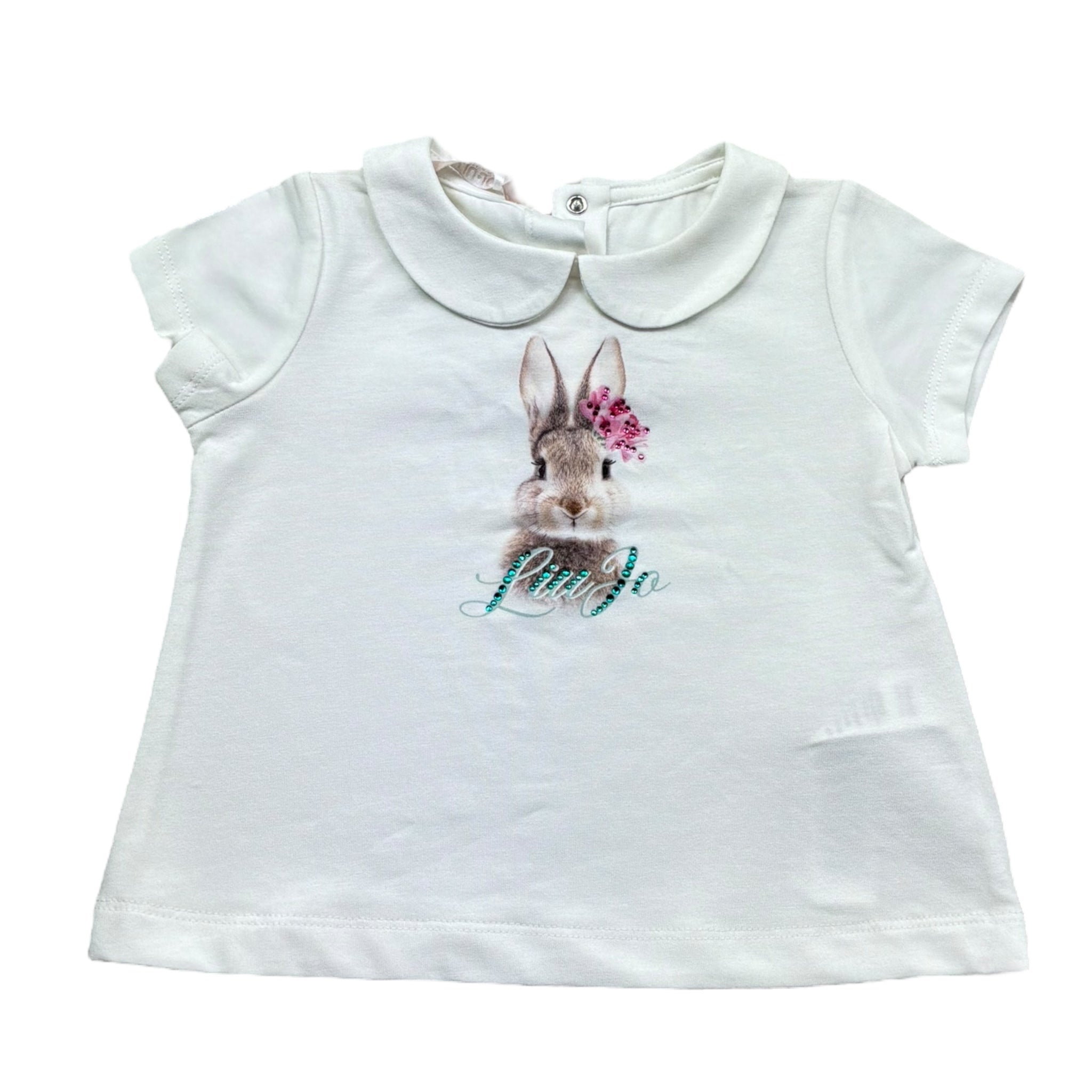 Liu Jo T-Shirt Girocollo Tinta Unita con Stampa per Neonata HA5065 BIANCO LIU JO 