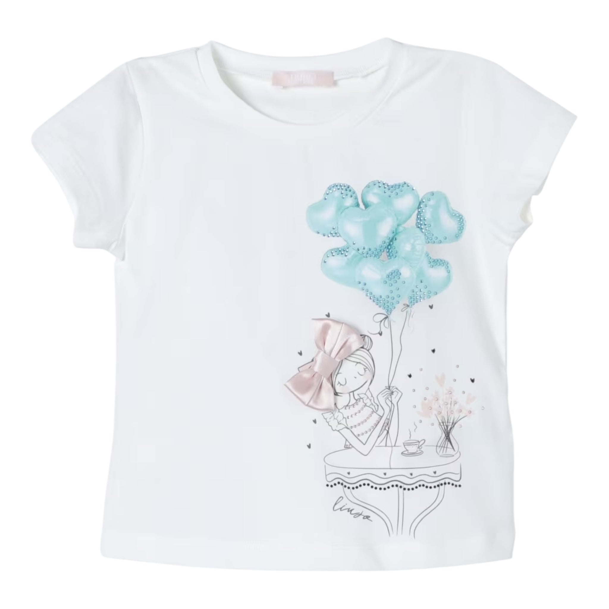Liu Jo T-Shirt Girocollo Tinta Unita con Stampa per Neonata KA4096 PANNA LIU JO 
