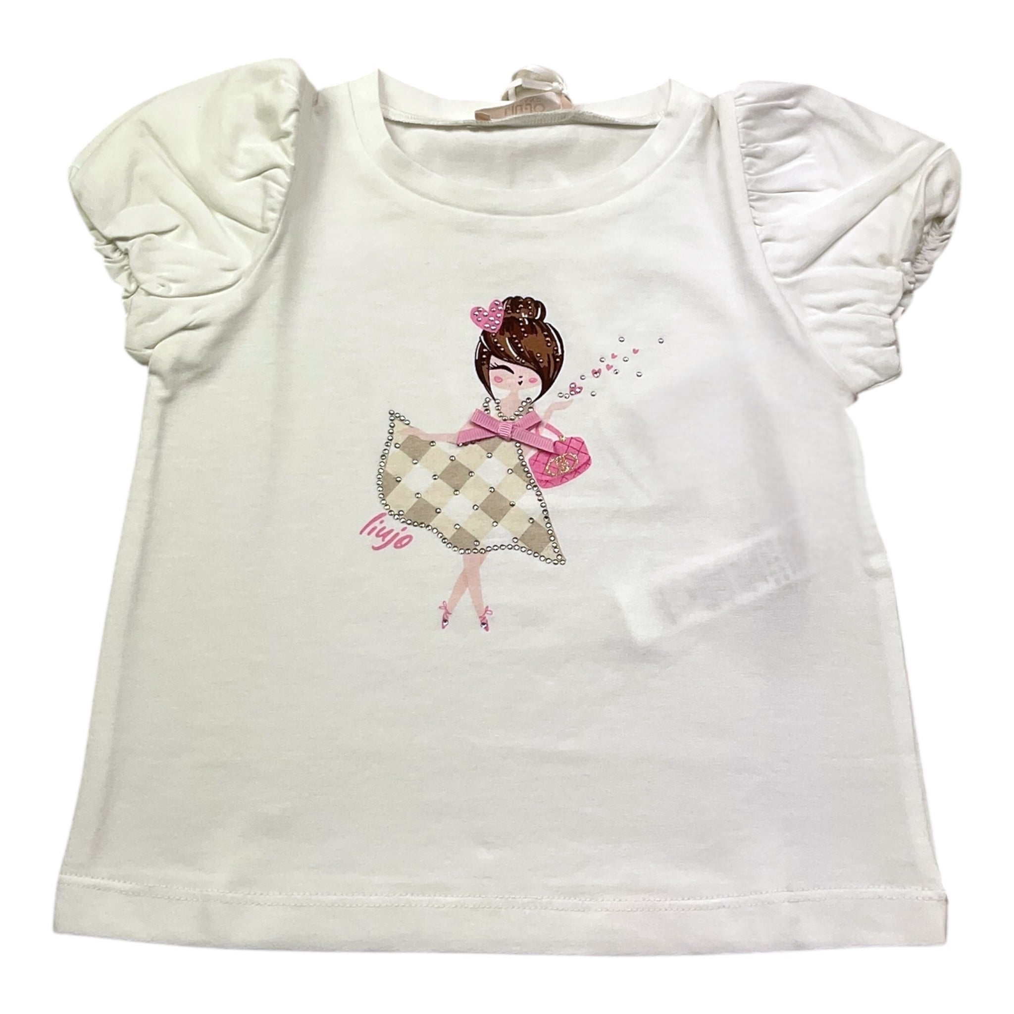 Liu Jo T-Shirt Girocollo Tinta Unita con Stampa per Neonata KA5008N BIANCO LIU JO 