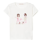 Liu Jo T-Shirt Girocollo Tinta Unita con Brillantini per Neonata KA5020NX BIANCO LIU JO 