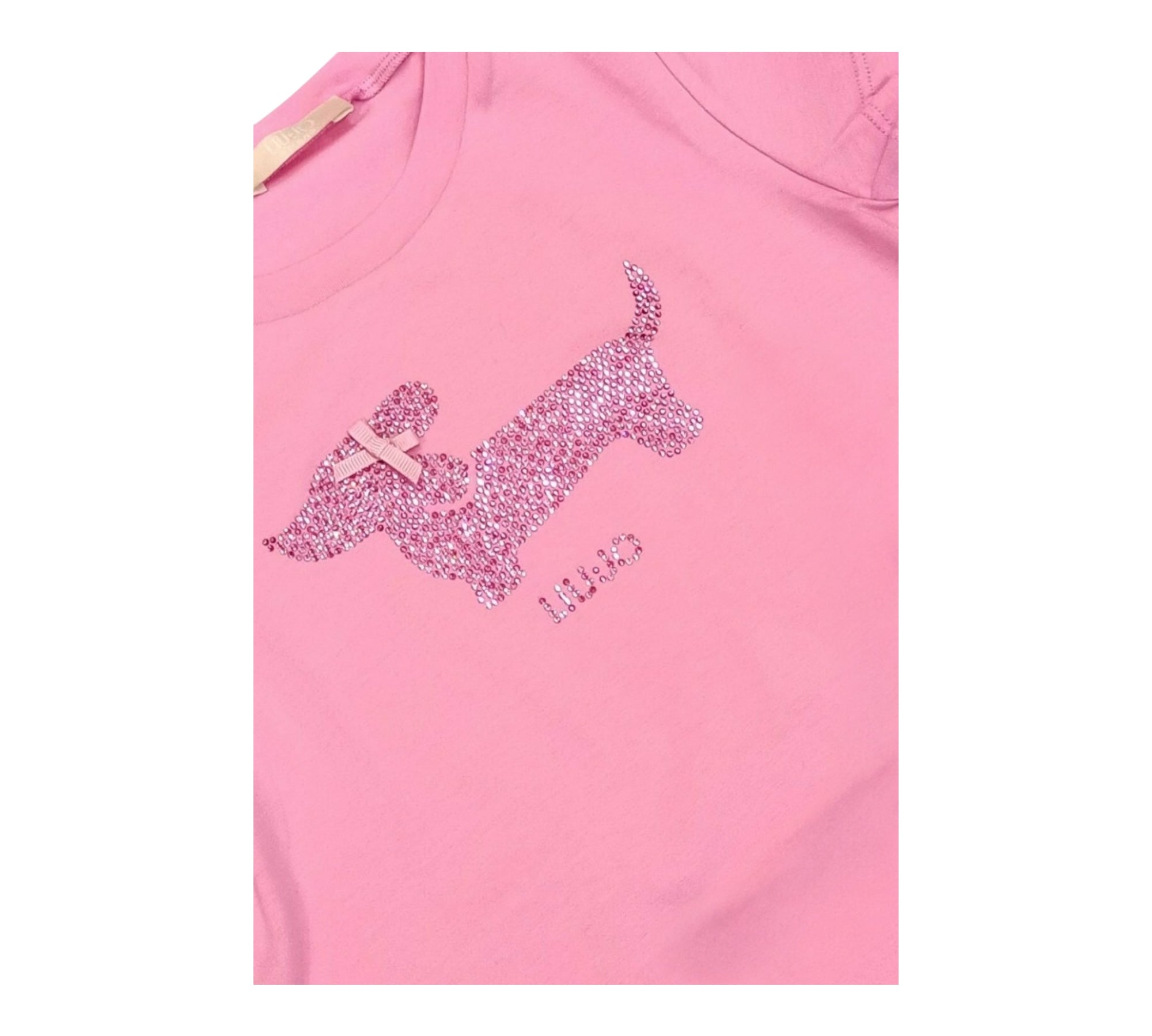 Liu Jo T-Shirt Girocollo Tinta Unita con Brillantini per Neonata KA5021X ROSA LIU JO 
