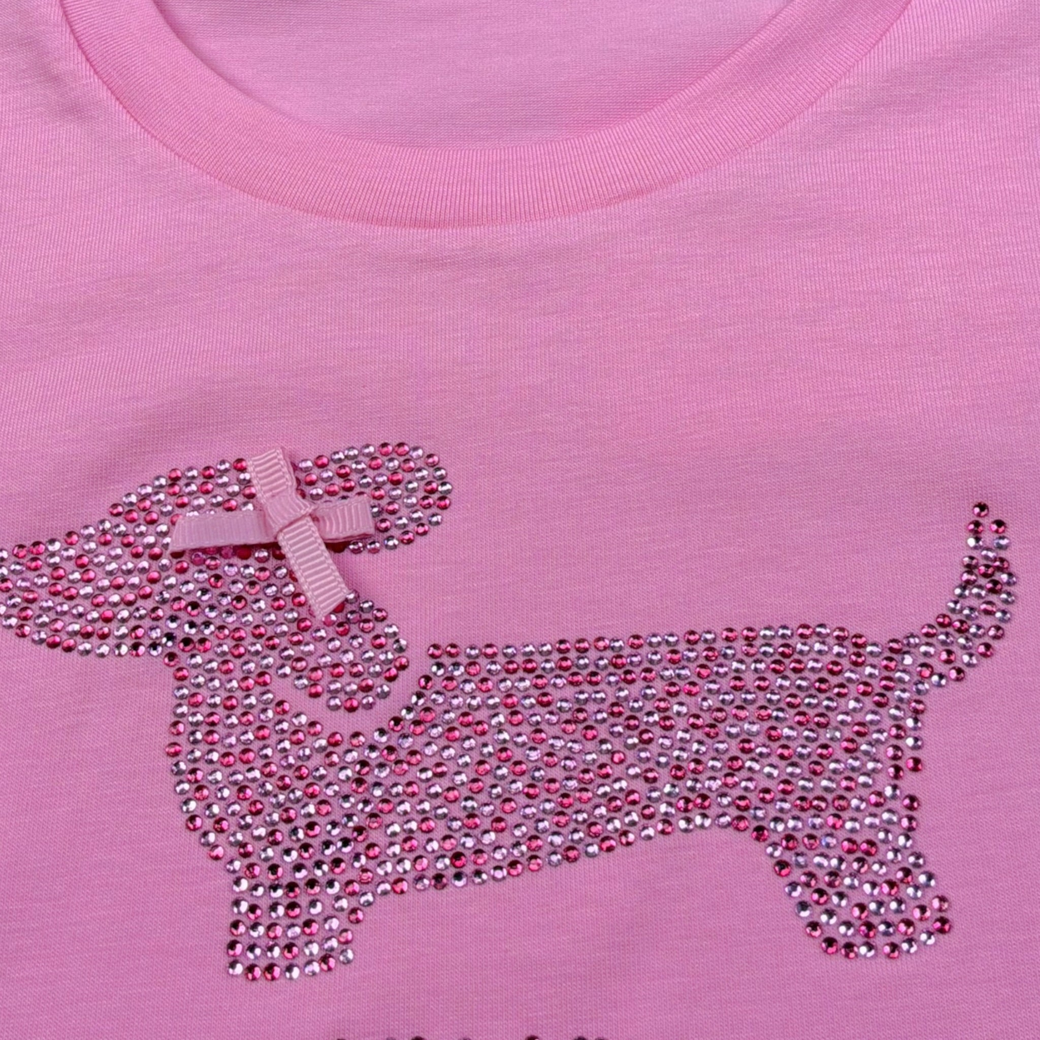 Liu Jo T-Shirt Girocollo Tinta Unita con Brillantini per Bambina KA5021XXJ ROSA LIU JO 