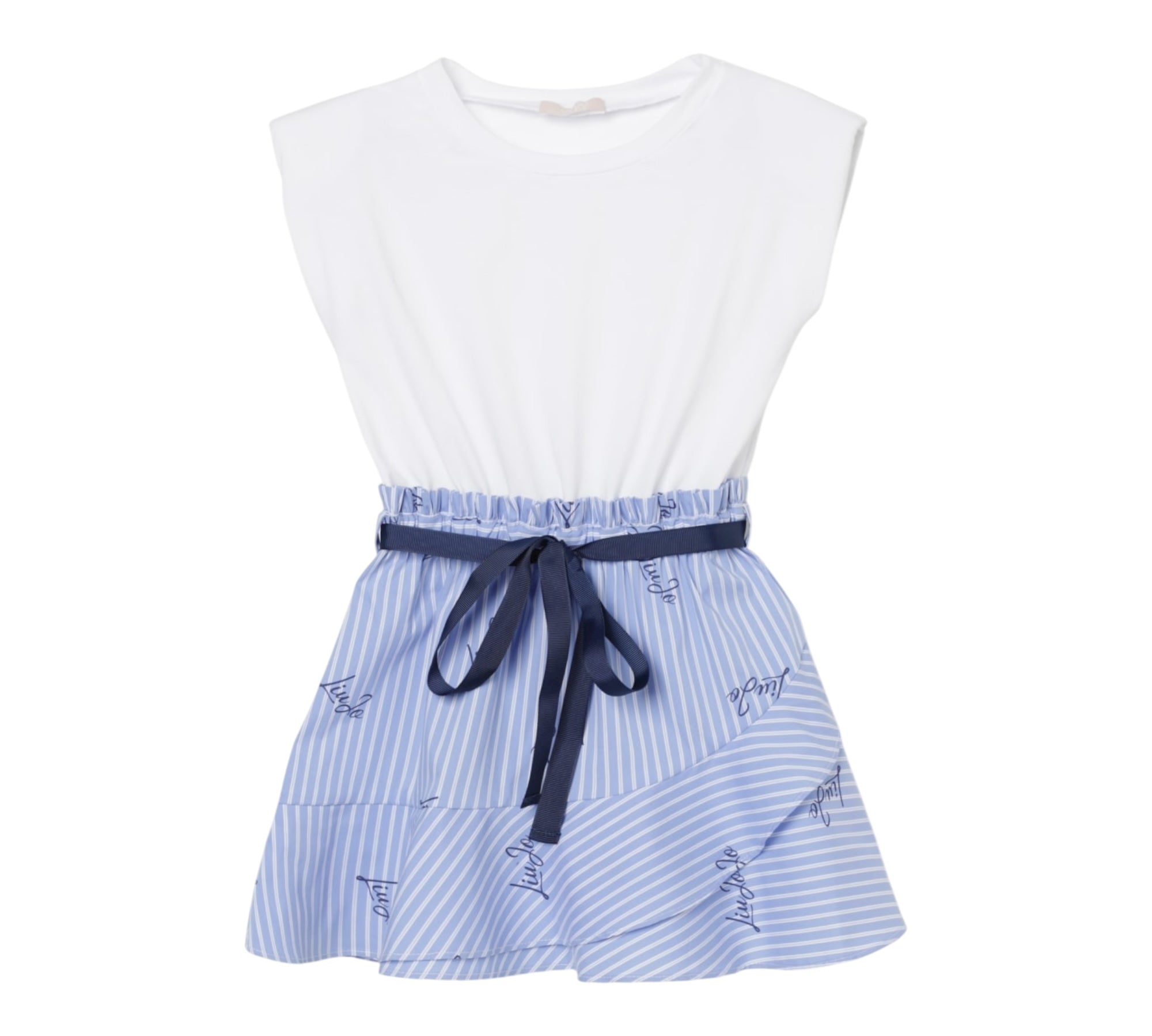 Liu Jo Abito Bicolore con Fantasia A Righe per Neonata KA5049NX BIANCO/AZZURRO LIU JO 