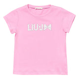 Liu Jo T-Shirt Girocollo Tinta Unita con Brillantini per Bambina KA5081X ROSA LIU JO 