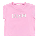 Liu Jo T-Shirt Girocollo Tinta Unita con Brillantini per Bambina KA5081X ROSA LIU JO 