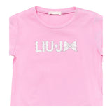 Liu Jo T-Shirt Girocollo Tinta Unita con Brillantini per Bambina KA5081X ROSA LIU JO 