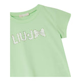 Liu Jo T-Shirt Girocollo Tinta Unita con Brillantini per Bambina KA5081XX VERDE LIU JO 