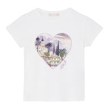 Liu Jo T-Shirt Girocollo Tinta Unita con Stampa E Brillantini per Neonata KA5093XX BIANCO LIU JO 