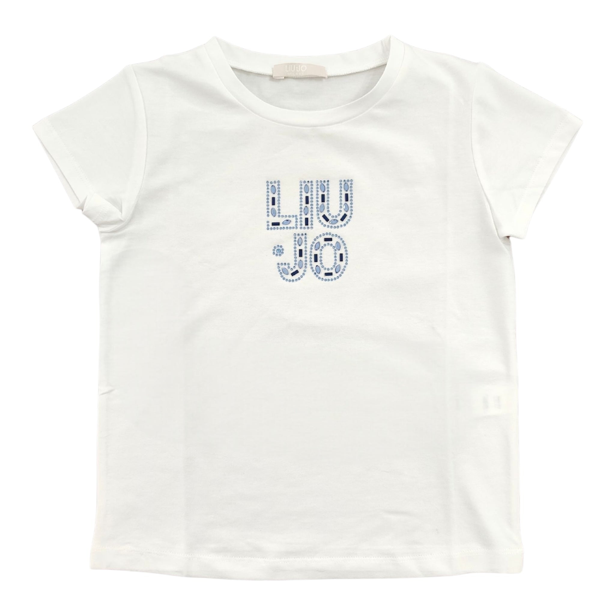 Liu Jo T-Shirt Girocollo Tinta Unita con Brillantini per Bambina KA5094JX BIANCO LIU JO 