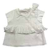 Liu Jo T-Shirt Tinta Unita Girocollo con Tulle per Bambina KA5134J BIANCO LIU JO 