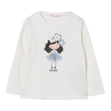 Liu Jo Shirt Girocollo tinta unita con Brillantini Bianco per Neonata KF5076 BIANCO LIU JO 