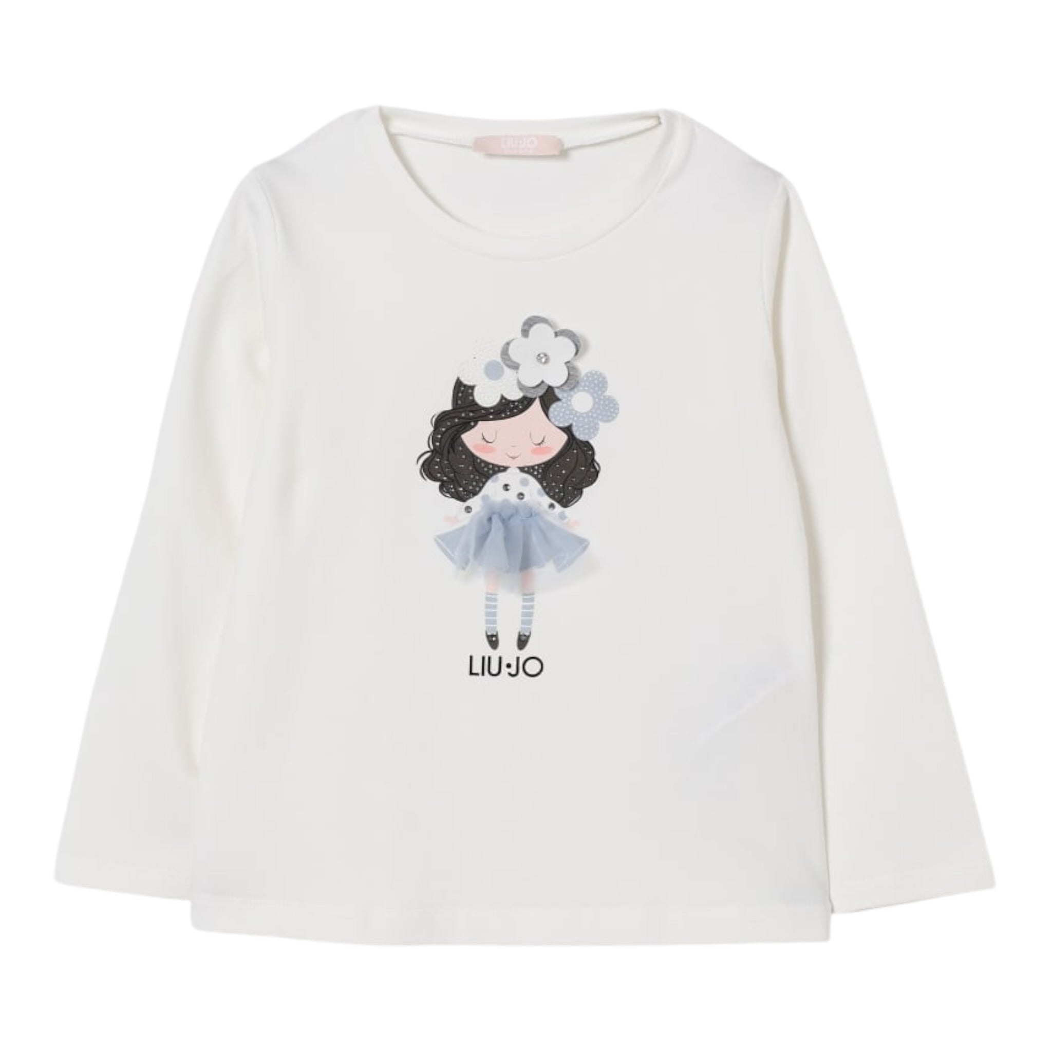 Liu Jo Shirt Girocollo tinta unita con Brillantini Bianco per Neonata KF5076 BIANCO LIU JO 