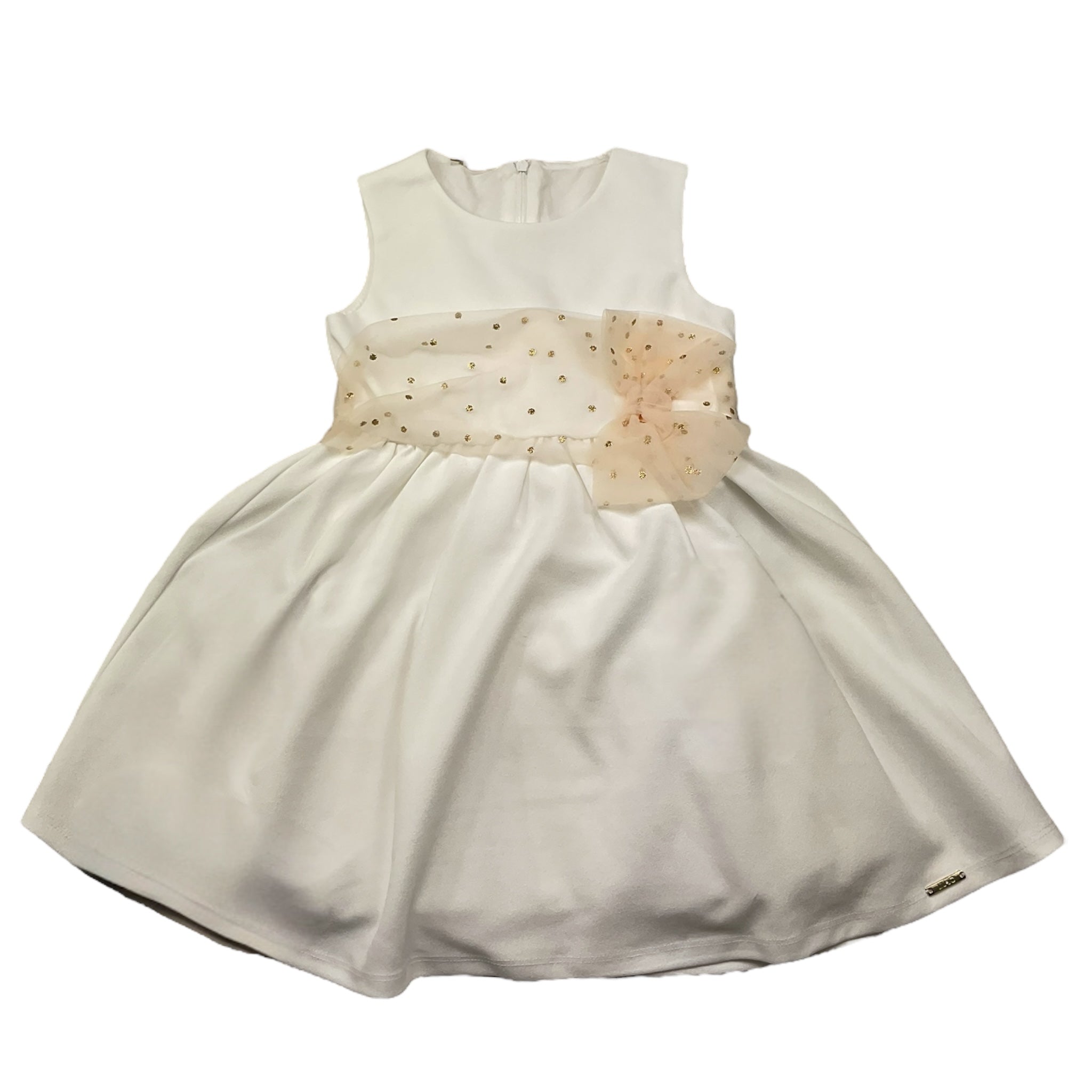 Liu Jo Abito Giromanica Tinta Unitacon Cinturino In Tulle per Bambina LA2066J BIANCO LIU JO 