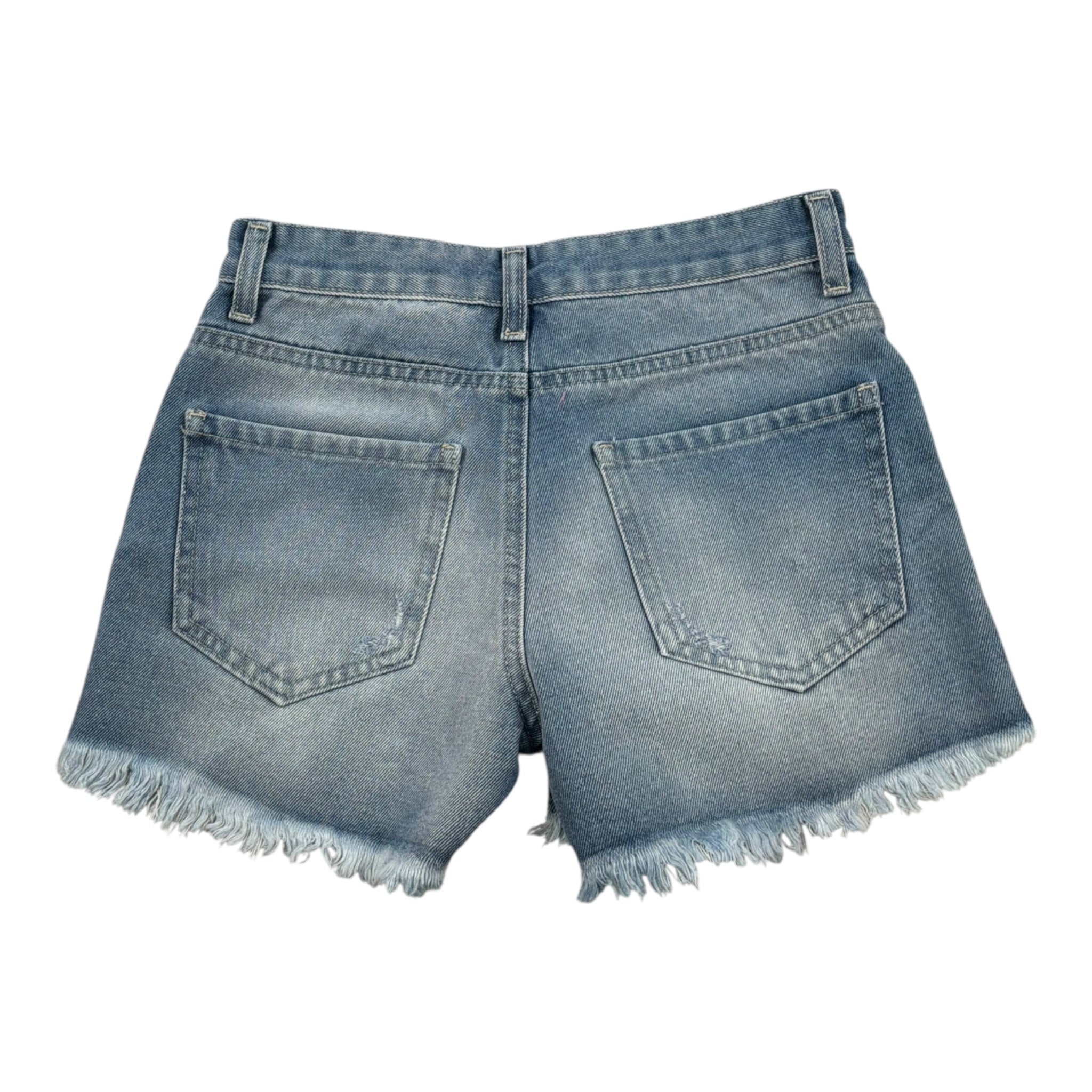 Lu Lu By Miss Grant Short In Denim tinta unita con Strappi Azzurro per Bambina LL2770 AZZURRO LU LU BY MISS GRANT 