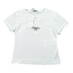 Lu Lu By Miss Grant T-Shirt Girocollo Tinta Unita con Applicazione per Bambina LL3588 BIANCO LU LU BY MISS GRANT 