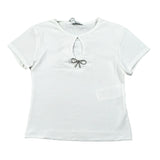 Lu Lu By Miss Grant T-Shirt Girocollo Tinta Unita con Applicazione per Bambina LL3588 BIANCO LU LU BY MISS GRANT 