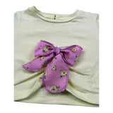 M+E' T-Shirt Girocollo Tinta Unita con Fiocco per Bambina UE1747 GIALLO M+E' 