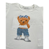 M+E' T-Shirt Girocollo tinta unita con Stampa Bianco per Bambina UE1276J BIANCO M+E' 