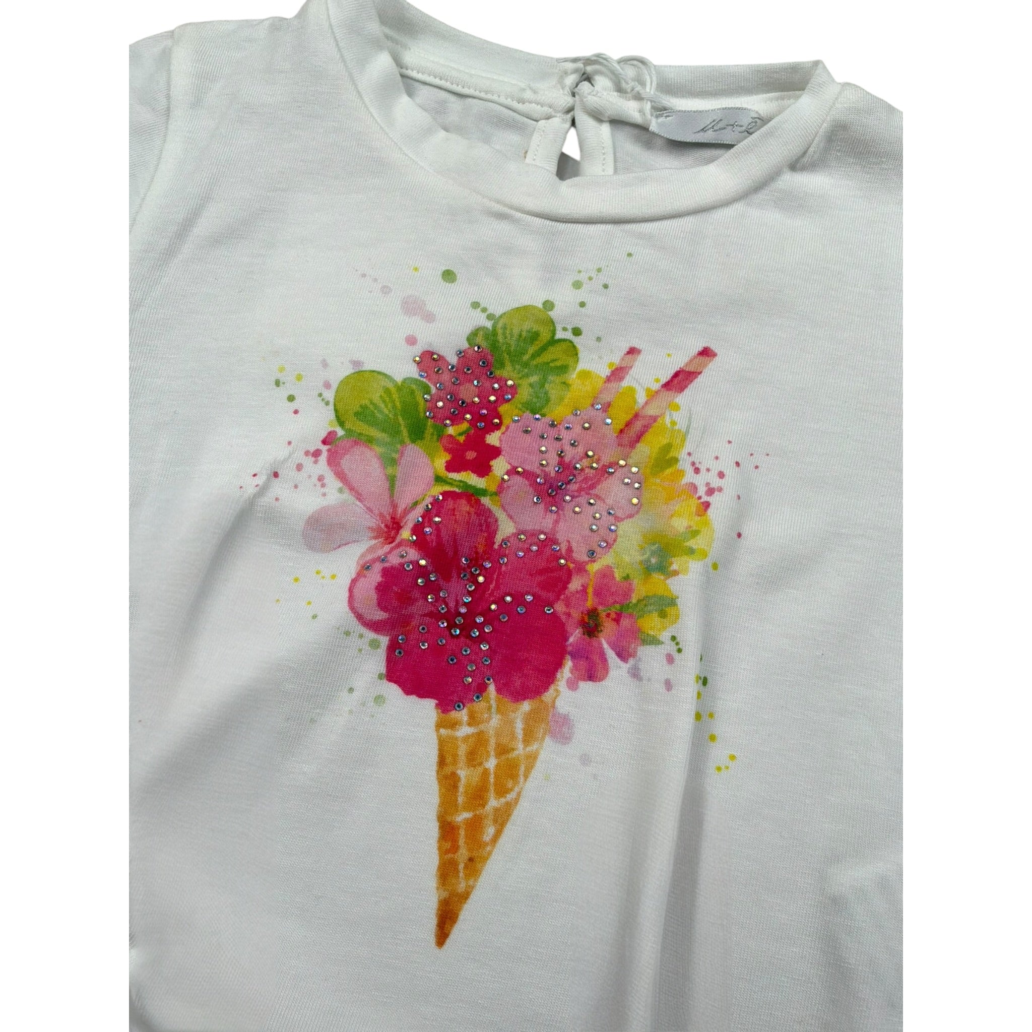M+E' T-Shirt Girocollo tinta unita con Stampa Bianco per Neonata UE1356 BIANCO M+E' 