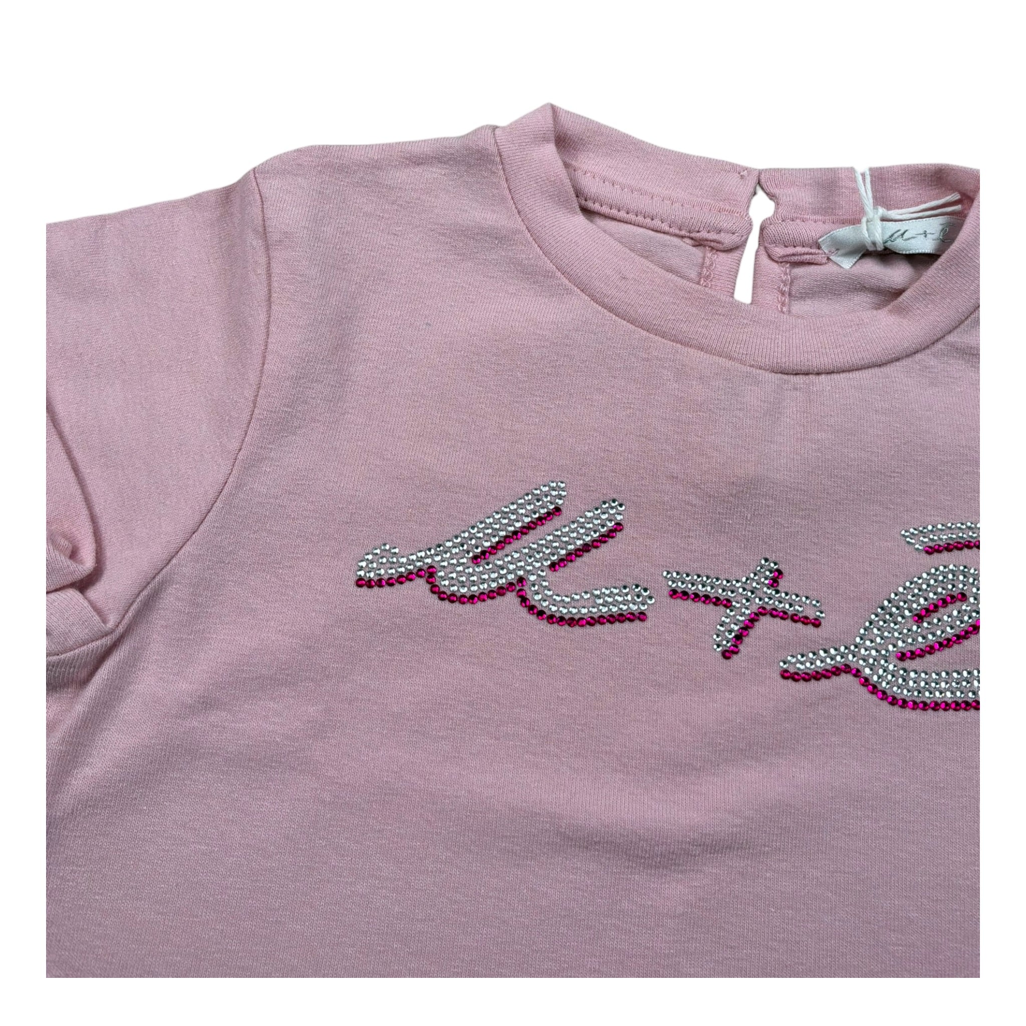 M+E' T-Shirt Girocollo tinta unita con Stampa Rosa per Neonata UE1405 ROSA M+E' 