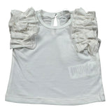 M+E' T-Shirt Girocollo tinta unita con Rouches Bianco per Bambina UE1735J BIANCO M+E' 