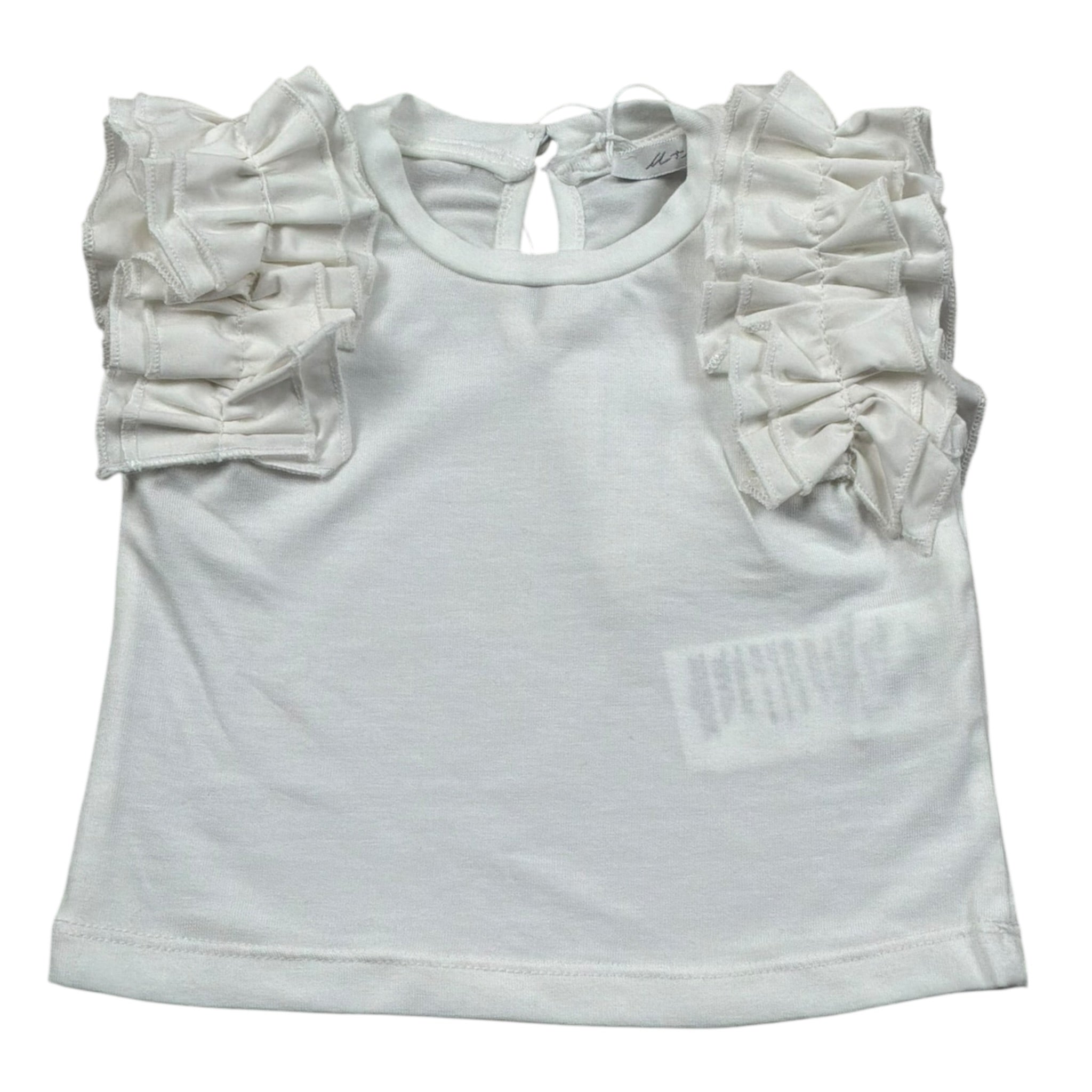 M+E' T-Shirt Girocollo tinta unita con Rouches Bianco per Bambina UE1735J BIANCO M+E' 