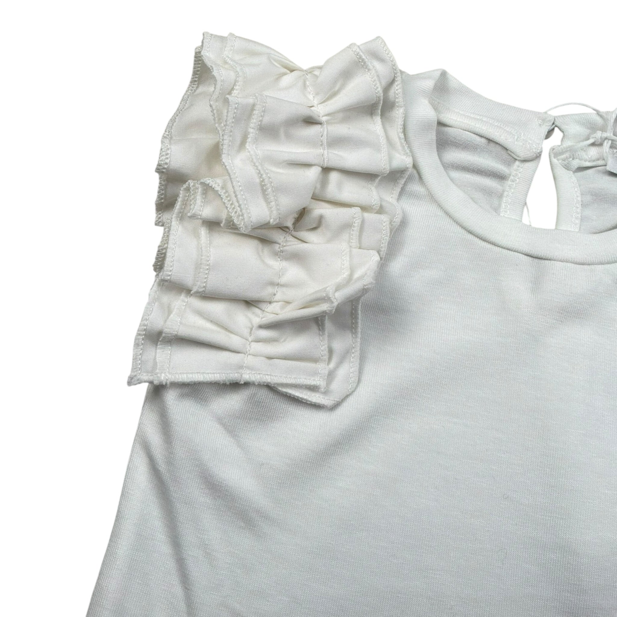 M+E' T-Shirt Girocollo tinta unita con Rouches Bianco per Bambina UE1735J BIANCO M+E' 