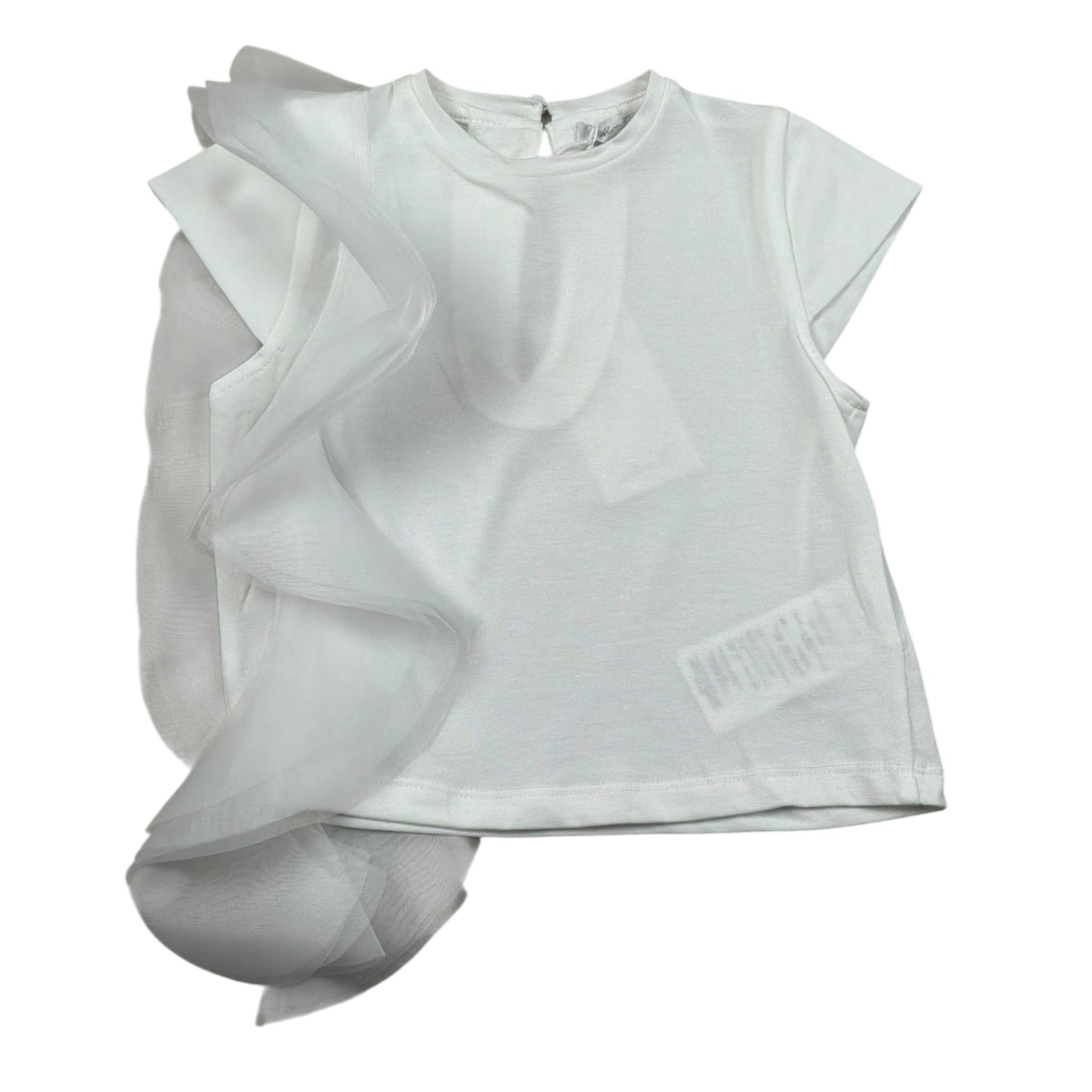 M+E' T-Shirt Girocollo tinta unita con Tulle Bianco per Bambina UE1768X BIANCO M+E' 