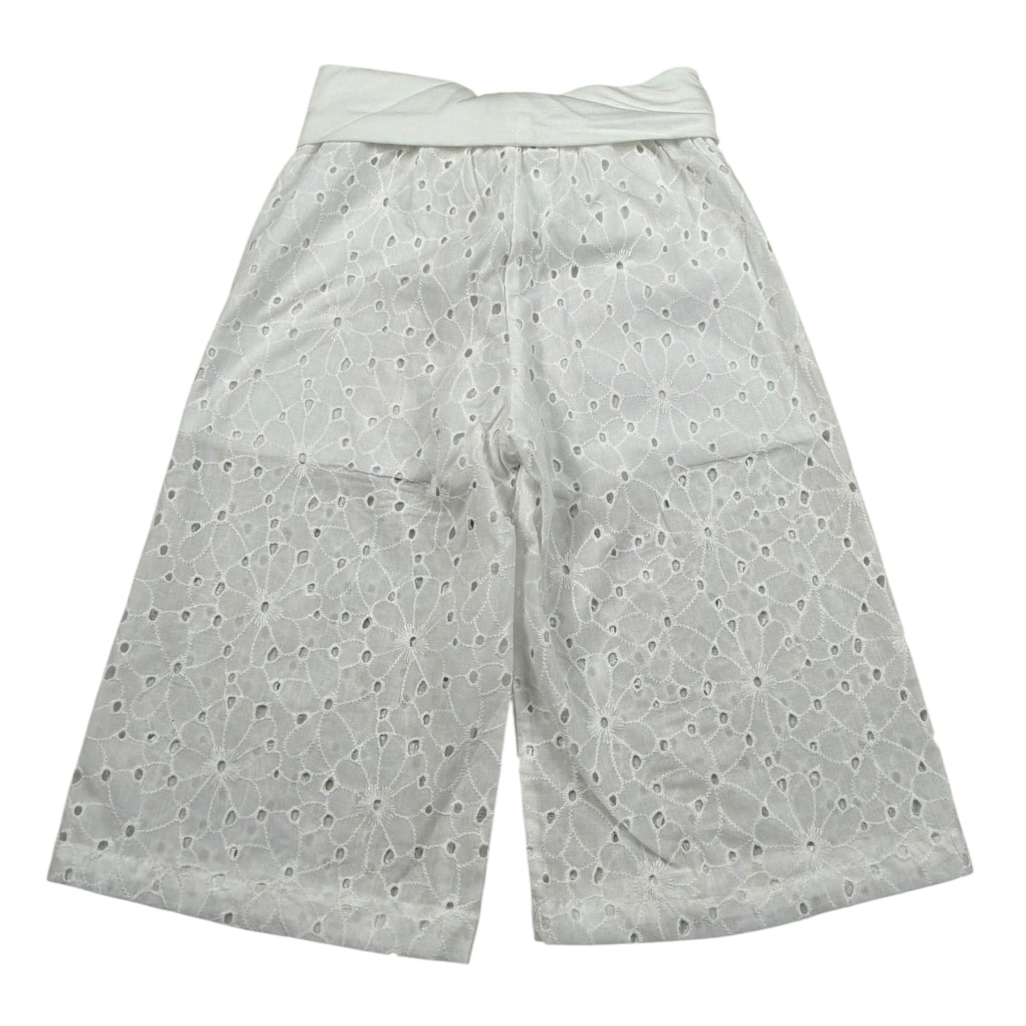 M+E' Pantalone Palazzo tinta unita In Pizzo Sangallo Bianco per Bambina UE1801 BIANCO M+E' 