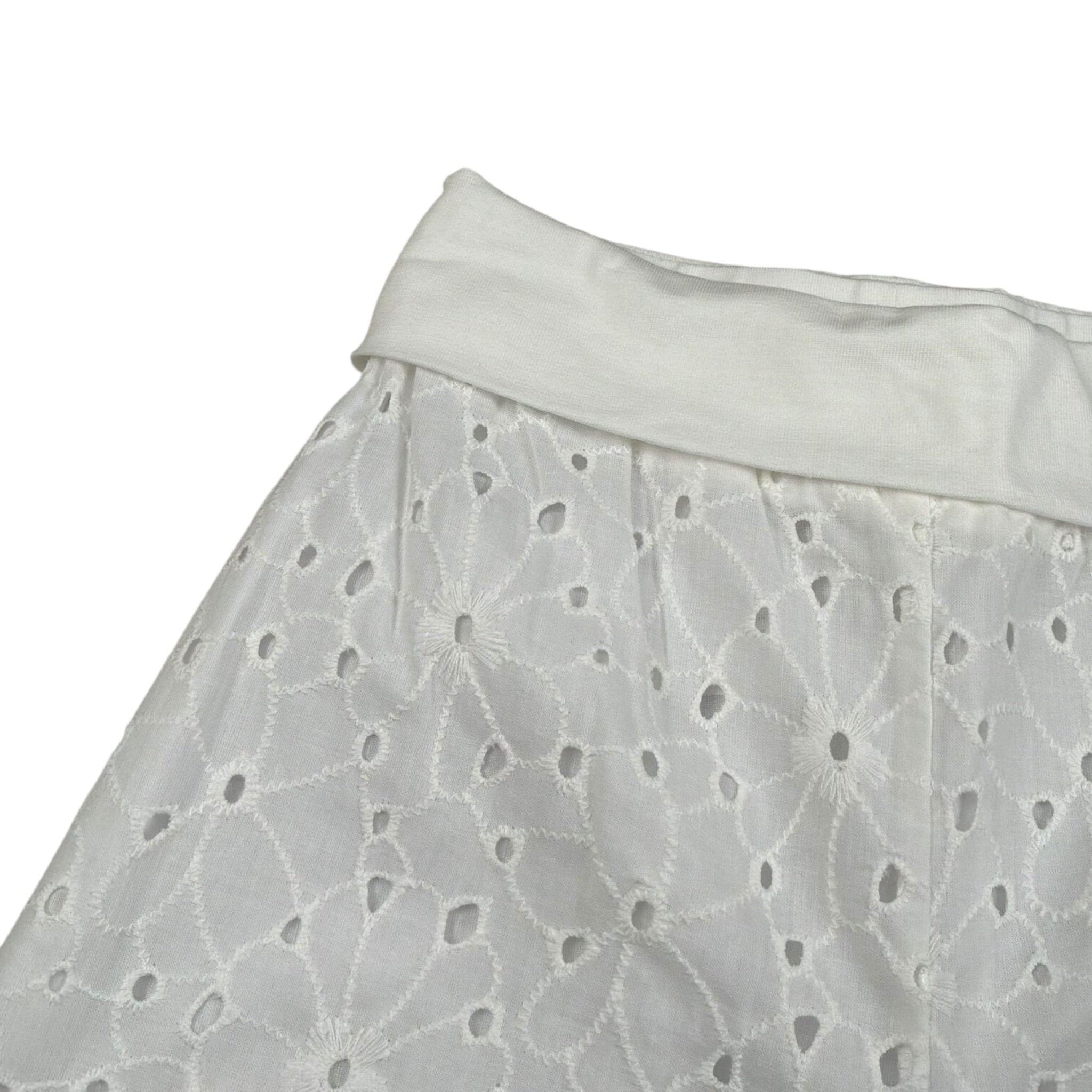 M+E' Pantalone Palazzo tinta unita In Pizzo Sangallo Bianco per Bambina UE1801 BIANCO M+E' 